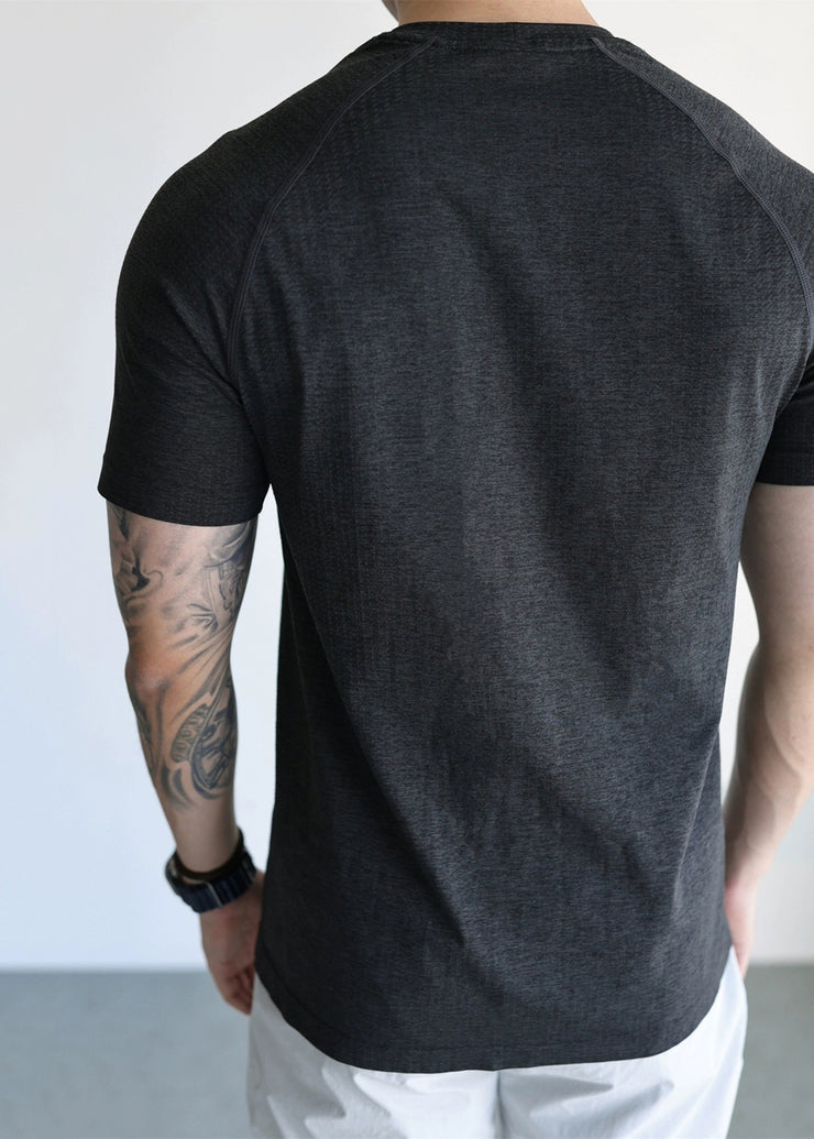Simple Black O Neck Mesh Cotton T Shirts Mens Moisture Wicking Summer