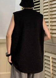 Simple Black O Neck Solid Cotton Men T Shirts Sleeveless