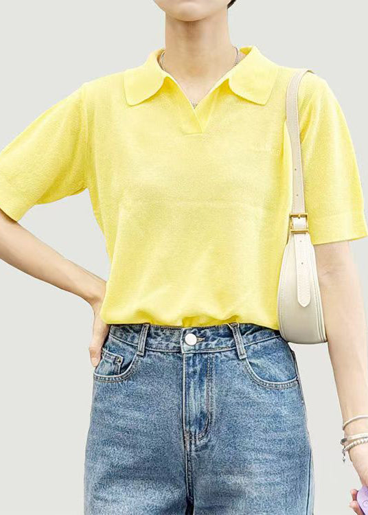 Simple Black Peter Pan Collar Solid Cotton T Shirts Summer