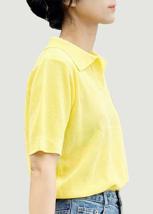 Simple Black Peter Pan Collar Solid Cotton T Shirts Summer