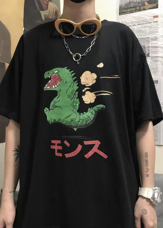 Simple Black Print Cozy Cotton Mens Graphic Tees Summer