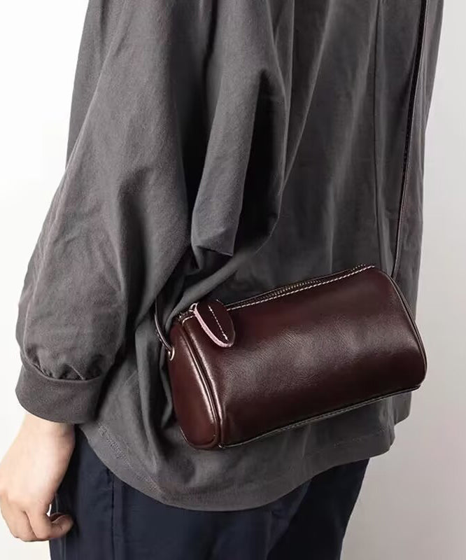 Simple Black Solid Durable Faux Leather Round Bag
