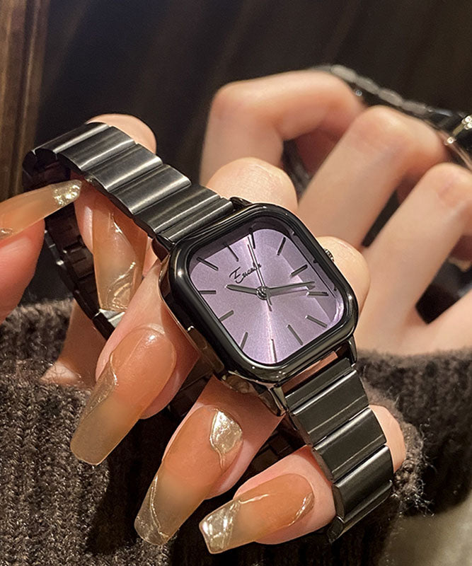 Simple Black Stainless Steel Quartz Movement Waterproof Watches