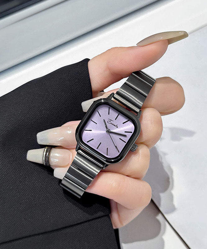 Simple Black Stainless Steel Quartz Movement Waterproof Watches