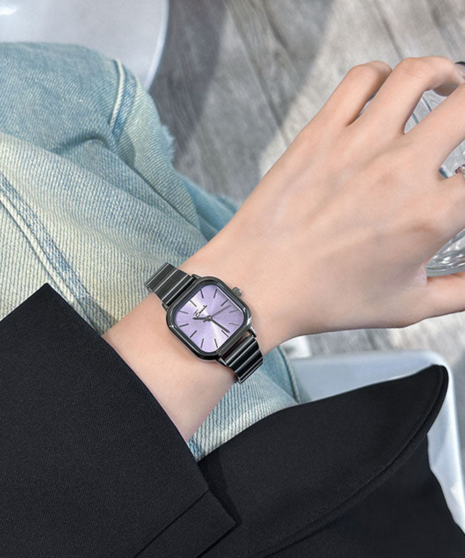 Simple Black Stainless Steel Quartz Movement Waterproof Watches