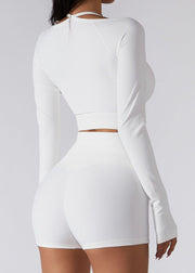 Simple Black U Neck Yoga Bra And Leggings Set Suit