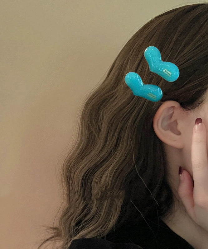 Simple Blue Alloy Plastic Love Hairpin