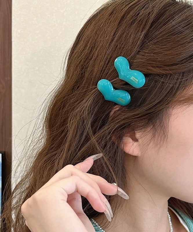 Simple Blue Alloy Plastic Love Hairpin