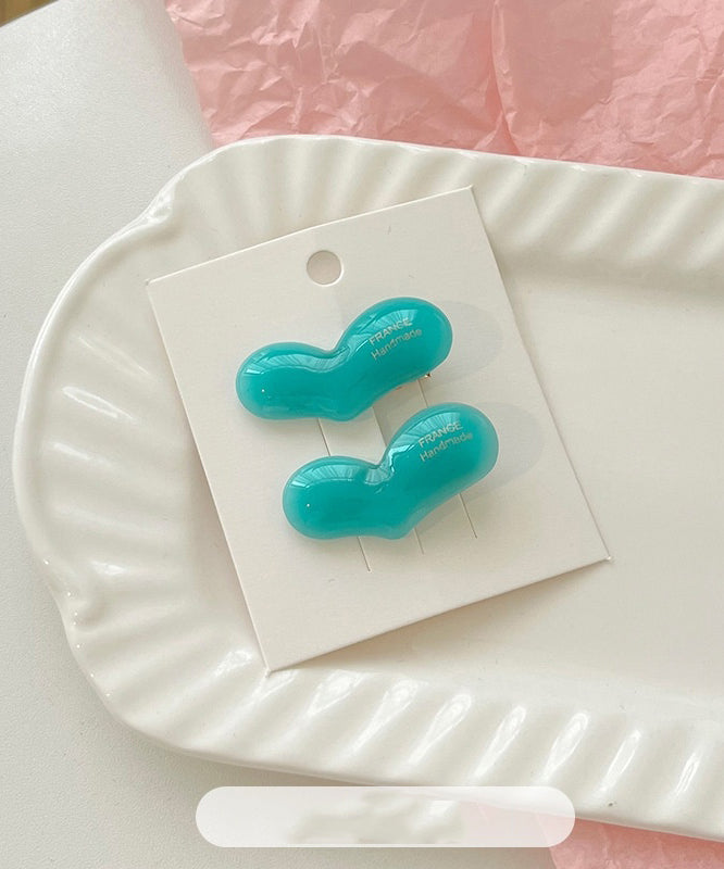 Simple Blue Alloy Plastic Love Hairpin