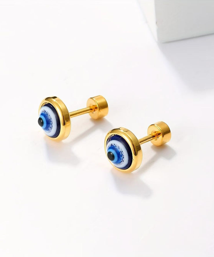 Simple Blue Copper Alloy Eye Turquoise Stud Earrings