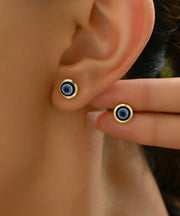 Simple Blue Copper Alloy Eye Turquoise Stud Earrings