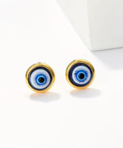 Simple Blue Copper Alloy Eye Turquoise Stud Earrings