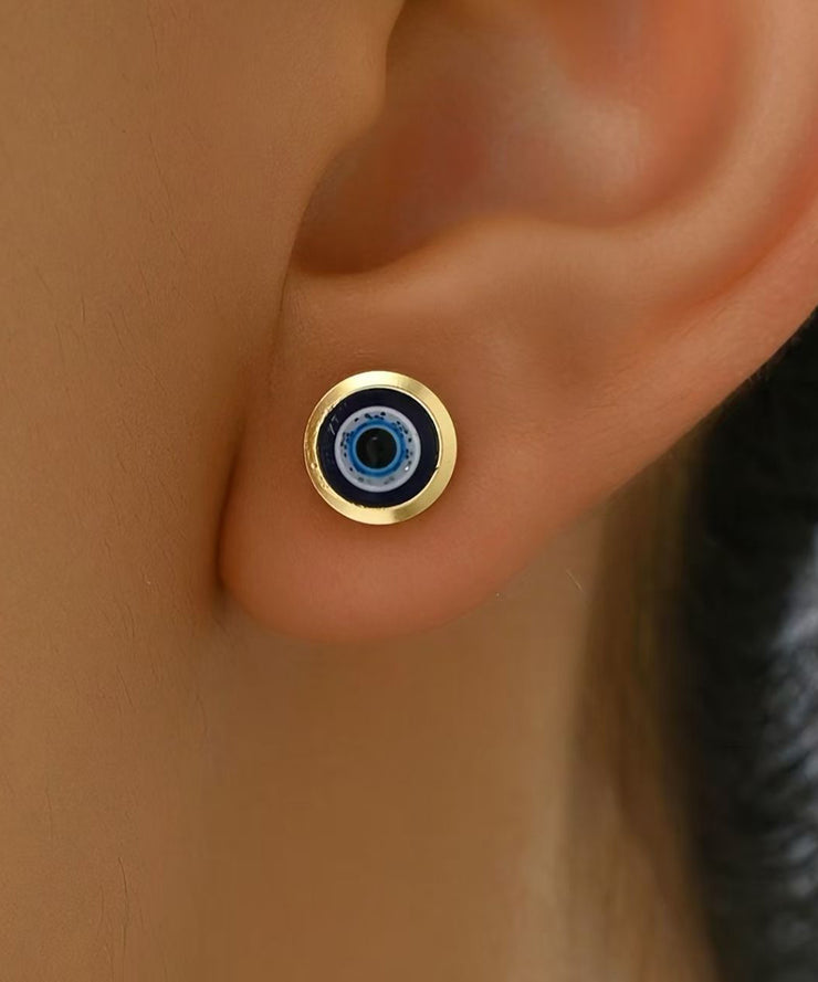 Simple Blue Copper Alloy Eye Turquoise Stud Earrings