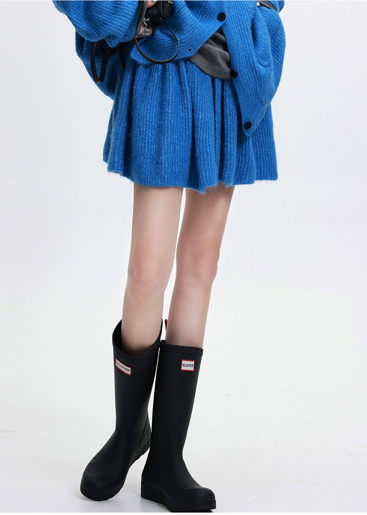 Simple Blue Oversized Pockets Knit Cozy Sets 2 Pieces Spring