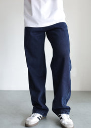 Simple Blue Pockets High Waist Denim Mens Pants Fall