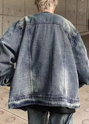 Simple Blue Zip Up Original Design Denim Mens Coats Fall