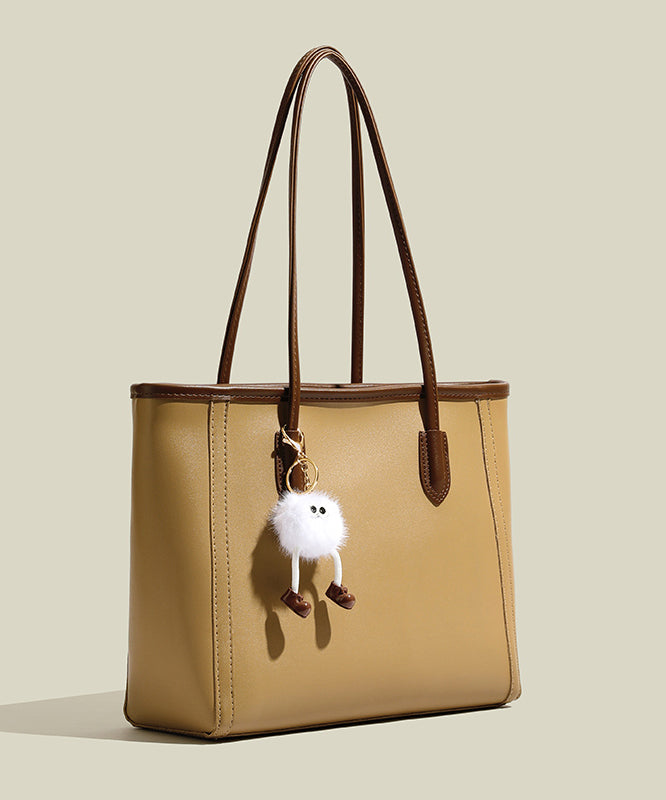 Simple Brown Large Capacity Faux Leather Shoulder Bags