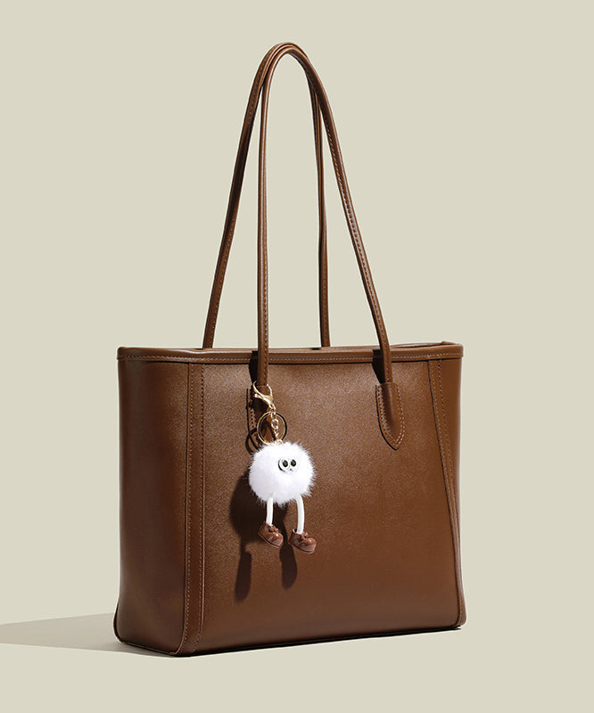 Simple Brown Large Capacity Faux Leather Shoulder Bags