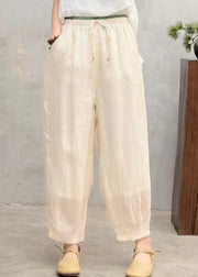 Simple Brown Oversized Linen Harem Pants Summer