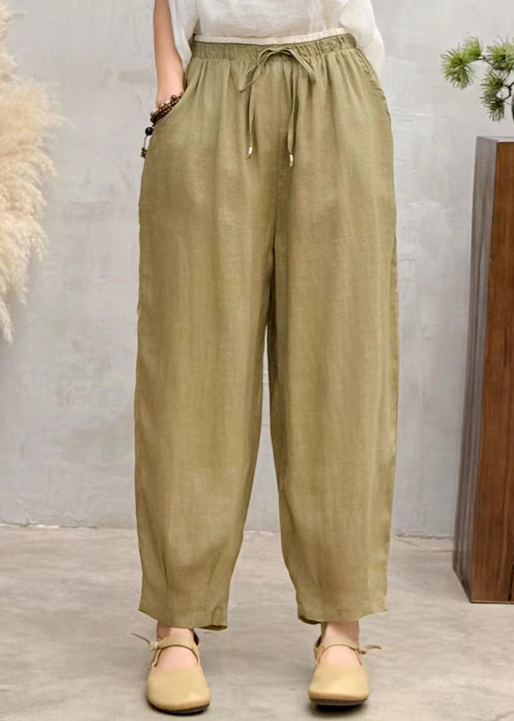 Simple Brown Oversized Linen Harem Pants Summer
