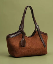 Simple Brown Solid Durable Faux Leather Women Shoulder Bags