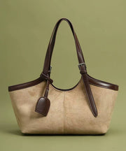 Simple Brown Solid Durable Faux Leather Women Shoulder Bags