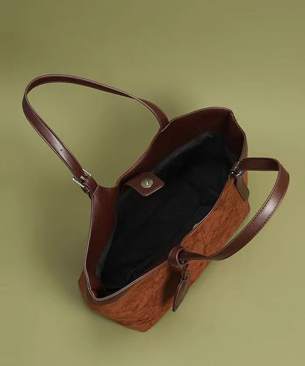 Simple Brown Solid Durable Faux Leather Women Shoulder Bags