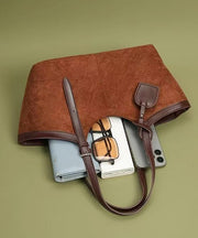 Simple Brown Solid Durable Faux Leather Women Shoulder Bags