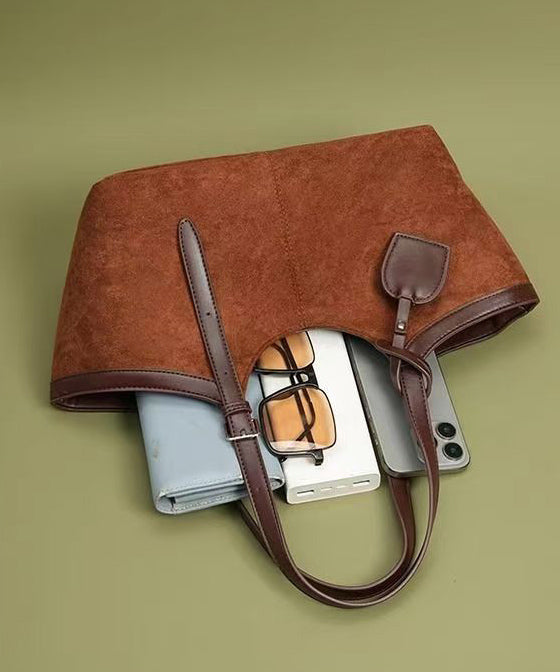 Simple Brown Solid Durable Faux Leather Women Shoulder Bags
