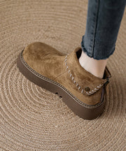 Simple Camel Suede Zippered Splicing Ankle Boots