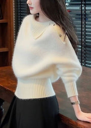 Simple Coffee Button Cozy Knit Sweater Winter