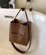 Simple Coffee Large Capacity Faux Leather Versatile Bucket Bag