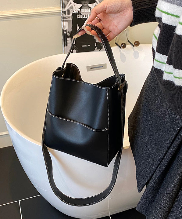 Simple Coffee Large Capacity Faux Leather Versatile Bucket Bag