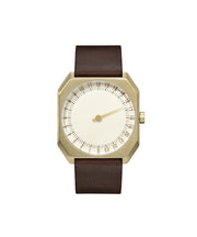Simple Coffee Stainless Steel Genuine Leather Tempered Glass Watch
