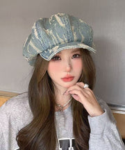 Simple Fashion Vintage Blue Striped Ripped Breton Hat