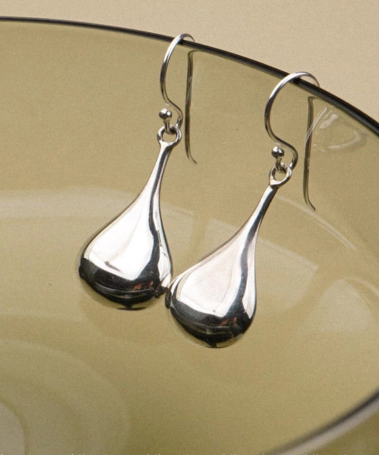 Simple Gold Copper Overgild Water Drop Drop Earrings