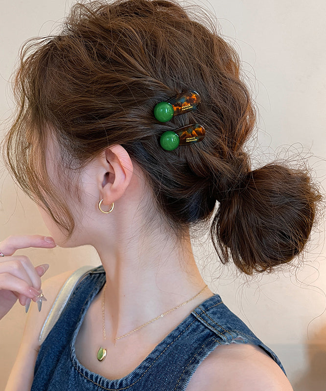 Simple Green Acrylic Alloy Ball Hairpin