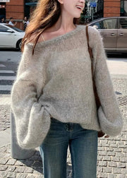Simple Grey O-Neck Cozy Knit Sweater Winter
