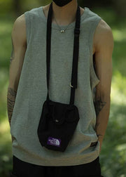 Simple Grey Solid Cotton Men Tank O Neck Sleeveless