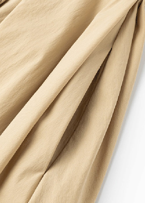 Simple Khaki Lace Up Pockets High Waist Cotton Skirts