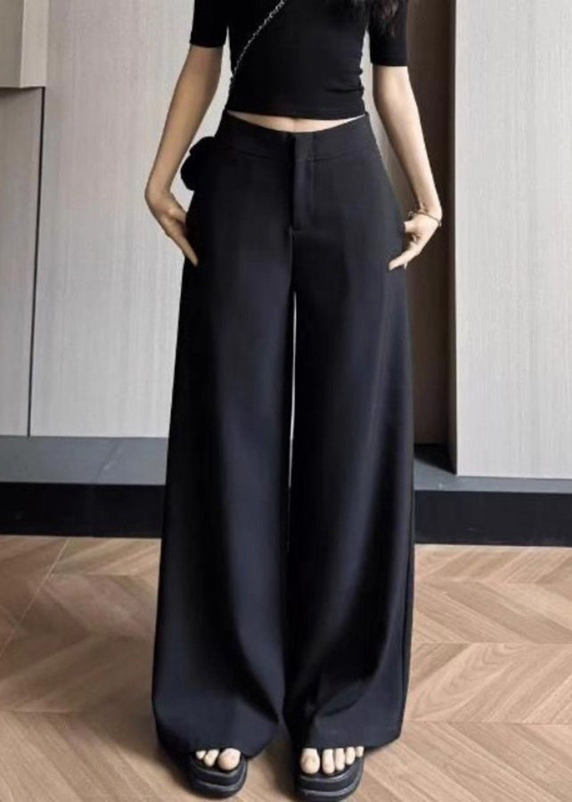 Simple Khaki Pockets Solid High Waist Spandex Pants Summer