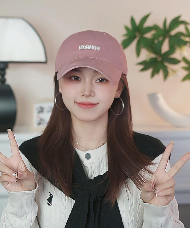 Simple Letter Pink Embroidered Baseball Cap Hat