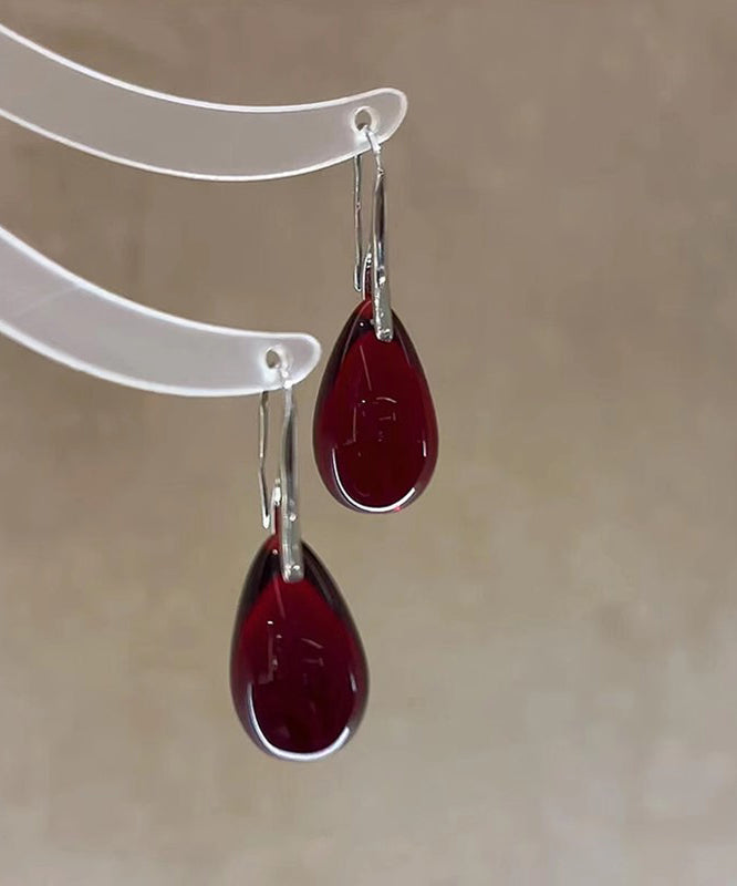 Simple Mulberry Copper Overgild Colored Glaze Water Drop Drop Earrings