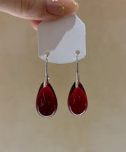 Simple Mulberry Copper Overgild Colored Glaze Water Drop Drop Earrings