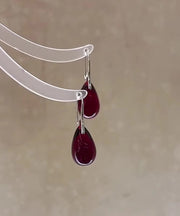 Simple Mulberry Copper Overgild Colored Glaze Water Drop Drop Earrings