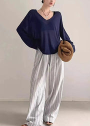 Simple Navy Oversized Cotton UPF 50+ Top Fall
