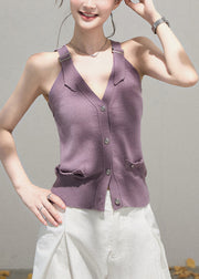 Simple Purple Knit Two Piece Set Women Clothing Fall