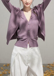 Simple Purple Knit Two Piece Set Women Clothing Fall