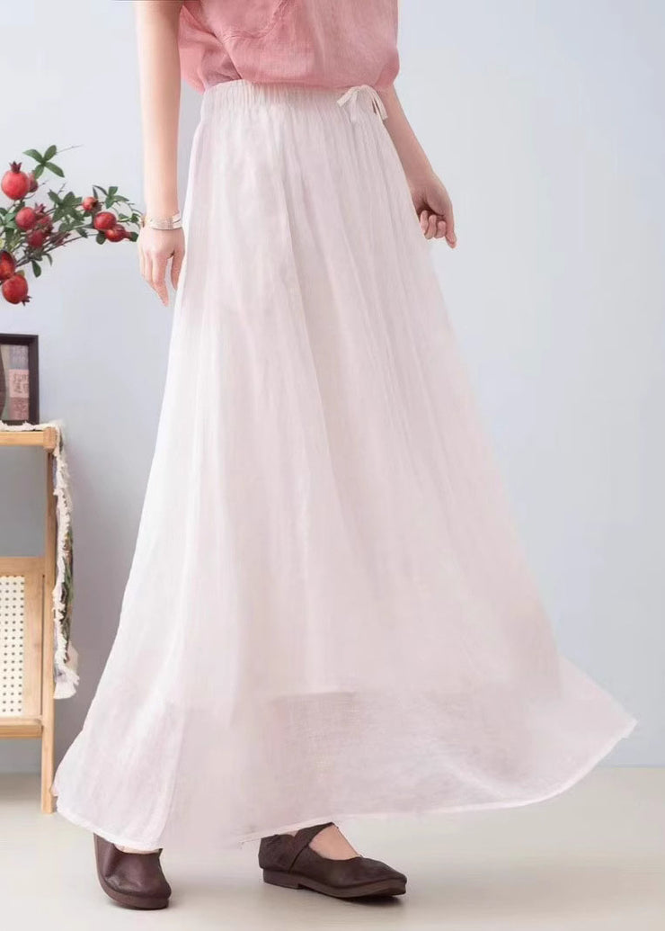 Simple Red Elastic Waist Linen A Line Skirts Summer