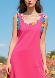 Simple Rose Patchwork Lace Chiffon Cami Dress Summer